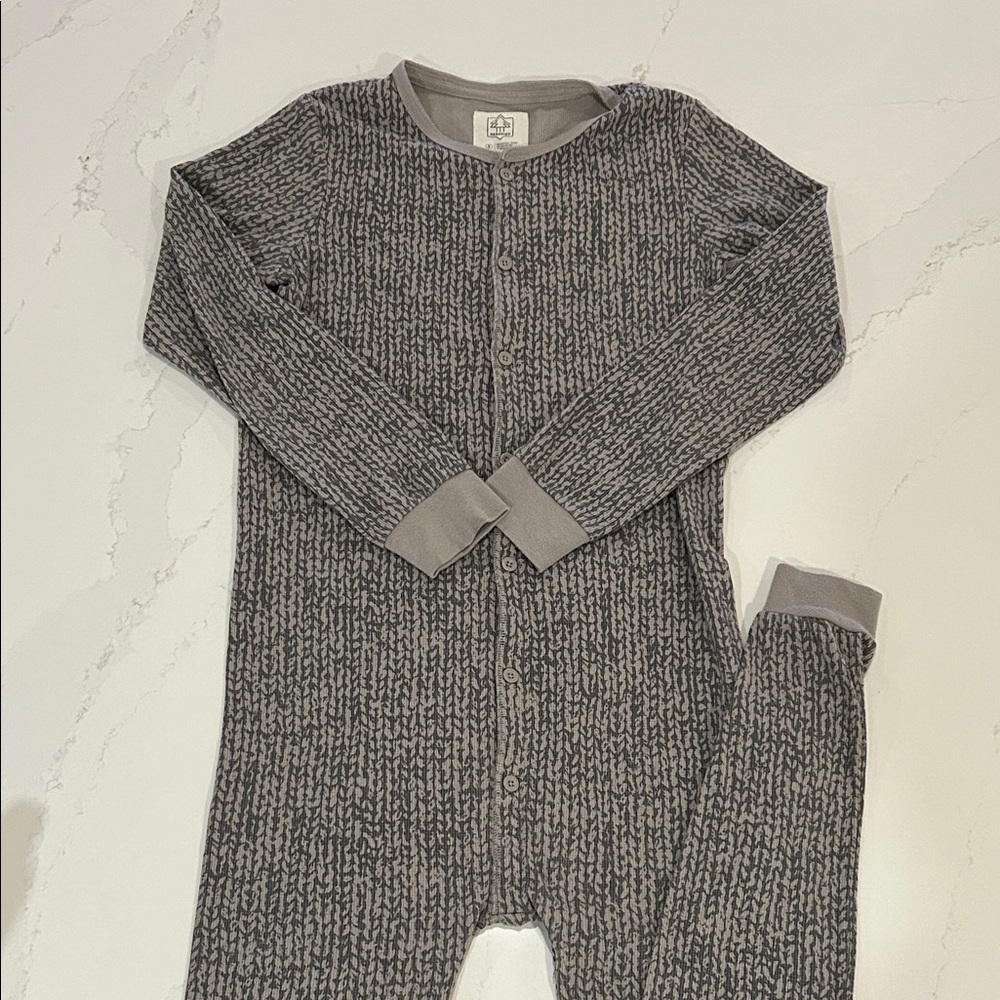 Arborist Unisex Gray Patterned Onesie Long Underwear Pajama Cabincore Winter XS